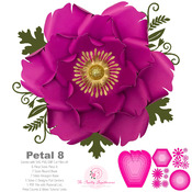 SVG PNG DXF Petal 8 Paper Flowers Template Cut File with Free Base and Flat Centers for Cutting Machines Such as Cricut and Silhouette Cameo