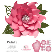 SVG PNG DXF Petal 9 Paper Flowers Template For Cutting Machine + Flat Center Diy Giant Paper Flowers Wall Backdrop for Events and Wedding