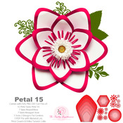 SVG PNG DXF Petal 15 Paper Flowers Template Base & Flat Centers Included Digital cut files for Cricut n Silhouette Ready instant download