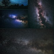 Galaxy Milky Way and Meteor shower collection of 9 stock photos