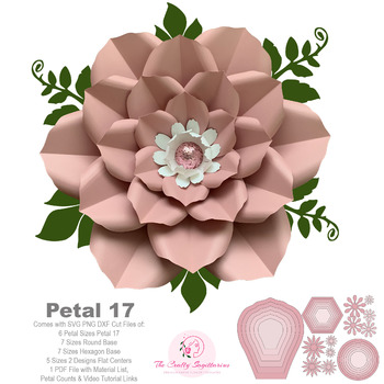 Petal 17 SVG PNG DXF Giant Paper Flowers Template Kit / Stencils Diy Projects for Weddings and Events Floral Backdrop & Photo Booth w/ base