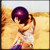 Big purple balloon at the beach-dunes