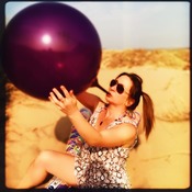 Big purple balloon at the beach-dunes