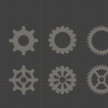SIX DIFFERENT GEARS blender and stl files