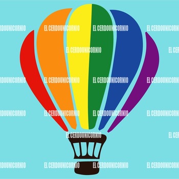 Hot air balloon with LGBT flag SVG AND PNG FILES