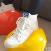 Video 116 - stomping on 3 smaller beachballs with my Adidas Cannes