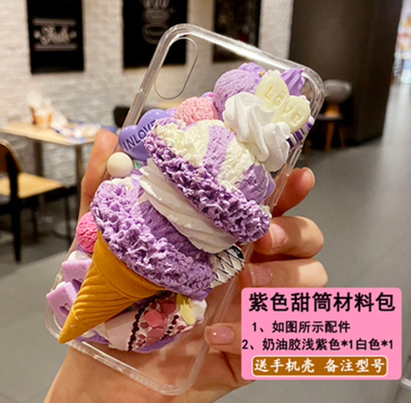 Free shipping Diy materials of cream phone cases and the tutorial download model 3060--purple ice cream