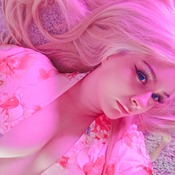 Blonde girl pinky pink