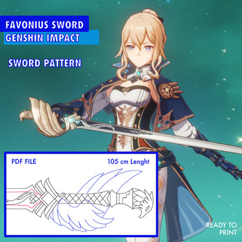 Favonius Sword - Jean Gunnhildr - Genshin Impact - Cosplay Swords Pattern Blueprint