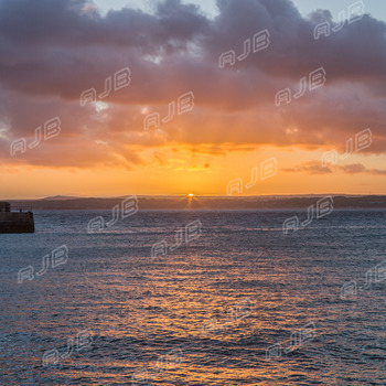 Sunrise over St Ives Bay, St Ives, Cornwall.