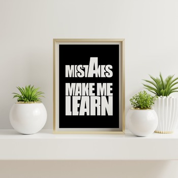 Mistakes make me learn... Printable Art, Poster Wall Art, Motivational Print, Inspirational Quote, Typographic Art, Colorful Print, *INSTANT