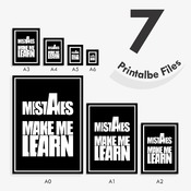 Mistakes make me learn... Printable Art, Poster Wall Art, Motivational Print, Inspirational Quote, Typographic Art, Colorful Print, *INSTANT