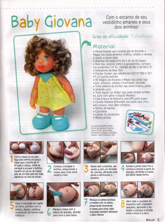 Instant download of miniature project polymer clay doll--in green dress :Miniature Projects with Polymer Clay