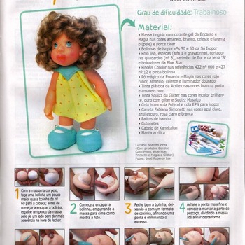 Instant download of miniature project polymer clay doll--in green dress :Miniature Projects with Polymer Clay