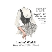 Ladies Waistcoat / Vest Sewing Pattern. Steampunk, Victorian, Edwardian Style. Busts 30" - 42" (86 - 106 cm) PDF Instant Download