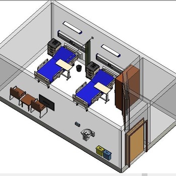 21 Double-Bed Patient room (Revit families) 