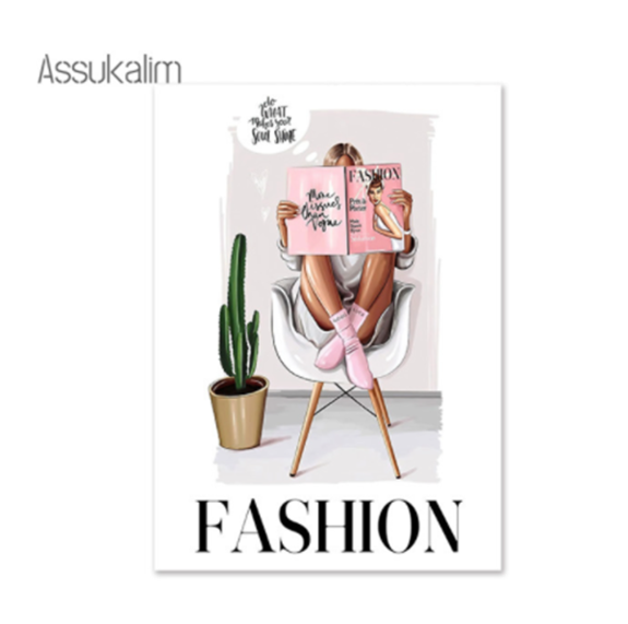 free shipping girl book Posters And Prints Flower Girl Wall Canvas Painting Modern Wall Pictures Girl Bedroom Decoration