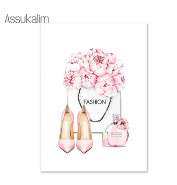 free shipping girl's items Posters And Prints Flower Girl Wall Canvas Painting Modern Wall Pictures Girl Bedroom Decoration