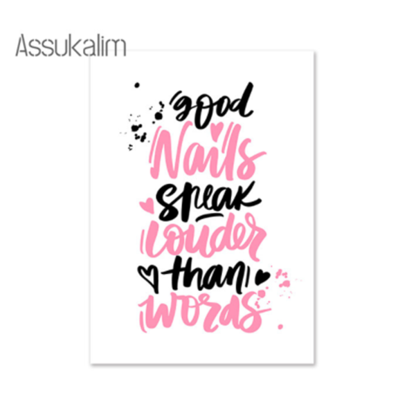 free shipping letters Canvas Painting Eyelash Poster Nail Polish Prints Pink Posters Nordic Print Beauty Salon Wall Pictures Girl Room Decor
