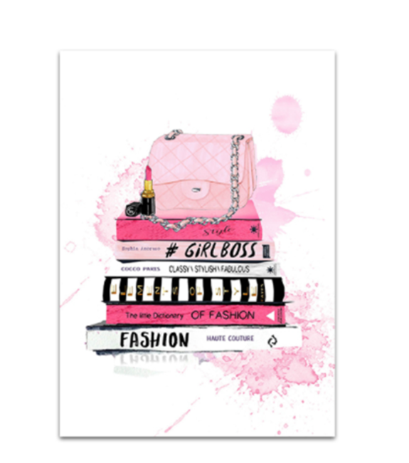 free shipping Wall Art Prints Fashion Bag Canvas Painting Beauty Begins Quote Posters Peony Wall Pictures Makeup Decorations Room