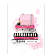 free shipping Wall Art Prints Fashion Bag Canvas Painting Beauty Begins Quote Posters Peony Wall Pictures Makeup Decorations Room