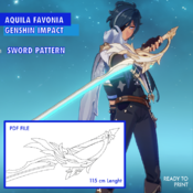 Aquila Favonia sword Genshin Impact - Cosplay Swords Pattern Blueprint