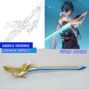 Aquila Favonia sword Genshin Impact - Cosplay Swords Pattern Blueprint