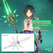 Primordial Jade Spear Xiao - Genshin Impact - Cosplay spear Pattern Blueprint