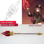 Staff of Homa Spear HuTao - Genshin Impact - Cosplay spear Pattern Blueprint