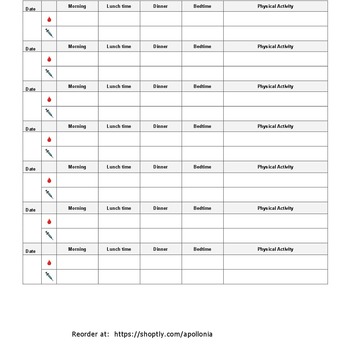 Blood Glucose Test Log