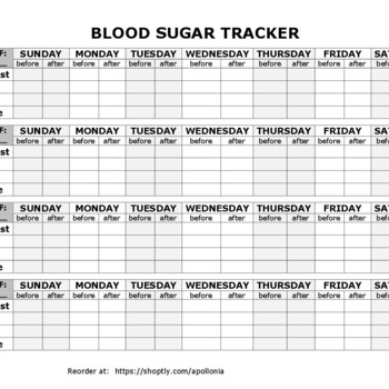 Blood Sugar Tracker Large Print