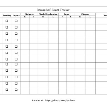 Breast Self-Exam Log