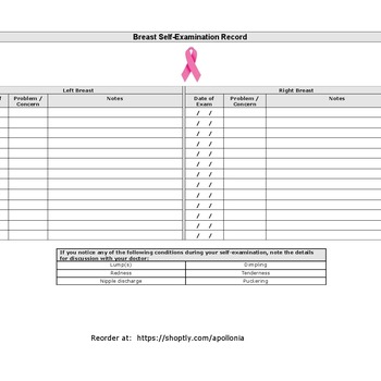 Breast Self-Exam Record