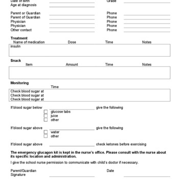 Diabetes Management Sheet