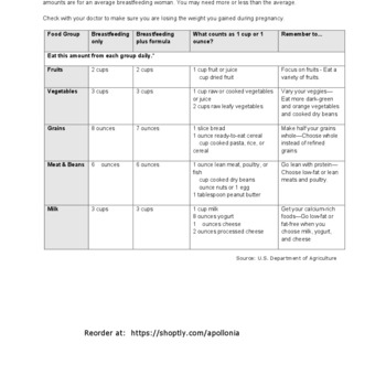 Food Guide Pyramid for Breastfeeding Moms