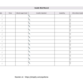 Insulin Shot Log