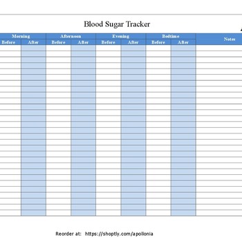 Kids Diabetes Blood Sugar Log