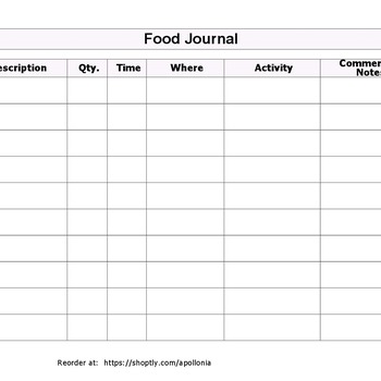 Large Print Food Journal