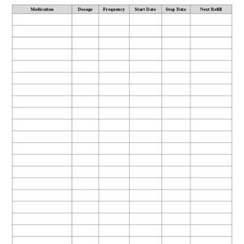 Medication Flow Sheet