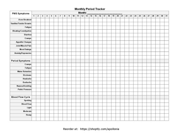 Monthly Period Tracker - Apollonia . A Monthly Period Tracker to track ...