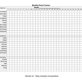 Monthly Period Tracker