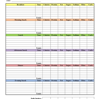 Nutrition Log Colorful