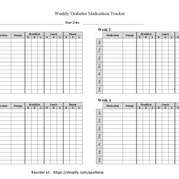 Weekly-Monthly Diabetes Medication Log