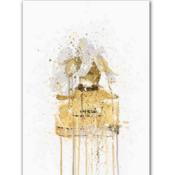 free shipping mint perfume bottle Wall Art Posters in vintage style home wall decoration--yellow flower bottle