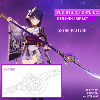 Engulfing Lightning - Raiden Shogun Baal - Genshin Impact - Cosplay spear Pattern Blueprint