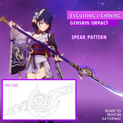 Engulfing Lightning - Raiden Shogun Baal - Genshin Impact - Cosplay spear Pattern Blueprint