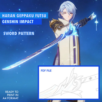 Haran Geppaku Futsu - Kamisato Ayato - Genshin Impact - Cosplay sword Pattern Blueprint