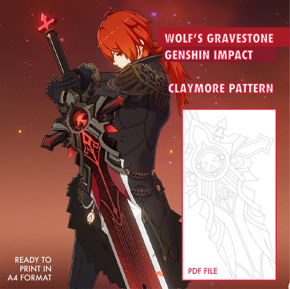 Wolfs Gravestone Diluc Ragnvindr Genshin Impact Cosplay claymore