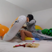 Inflatable cheems and beachball blow
