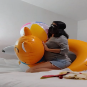 Inflatable cheems and beachball blow